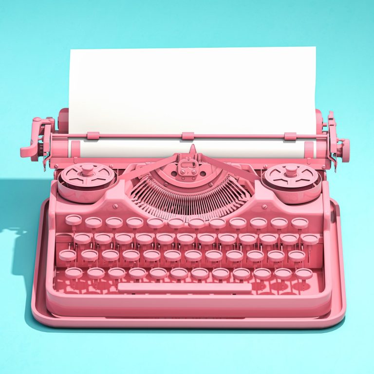 Machine à écrire rose