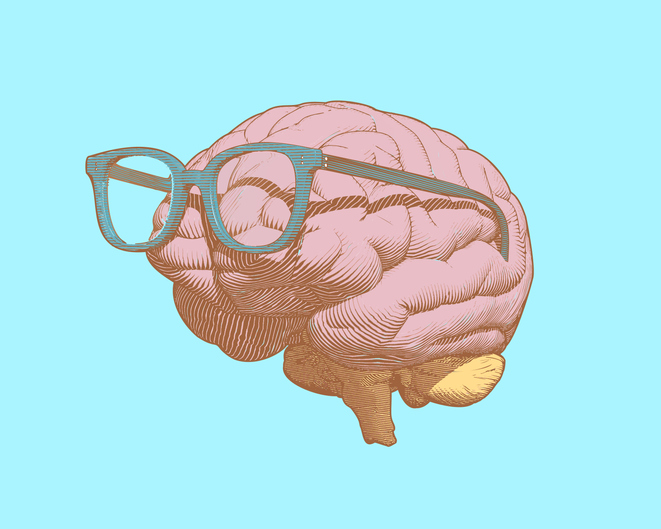 Cerveau avec des lunettes
